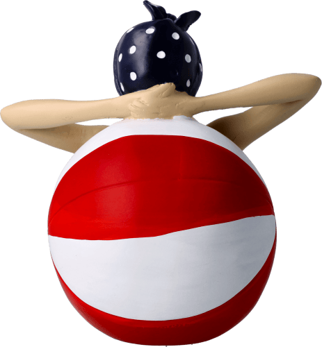 Pinup liegend auf Ball blau Pinup liegend auf Ball blau