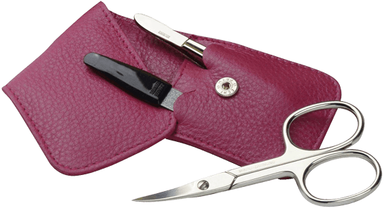 Nagel-Lederetui Siena 3teilig pink Nagel-Lederetui Siena 3teilig pink ohne Hintergrund