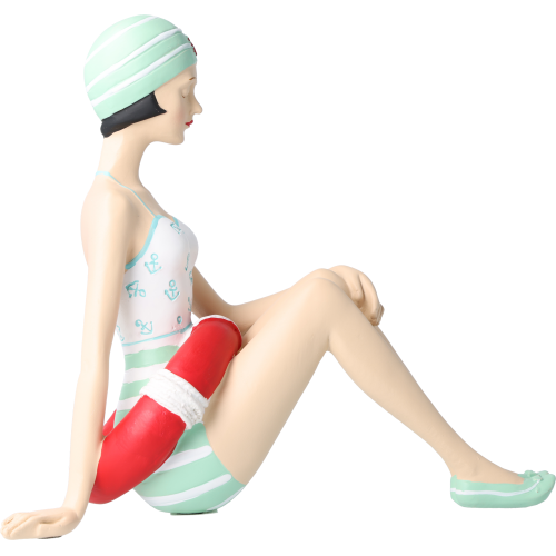 Pinup Schwimmerin sitzend mit Ring Pinup Schwimmerin sitzend mit Ring