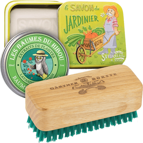 Gärtnerset mit Seife, Balsam und Gärtnerbürste