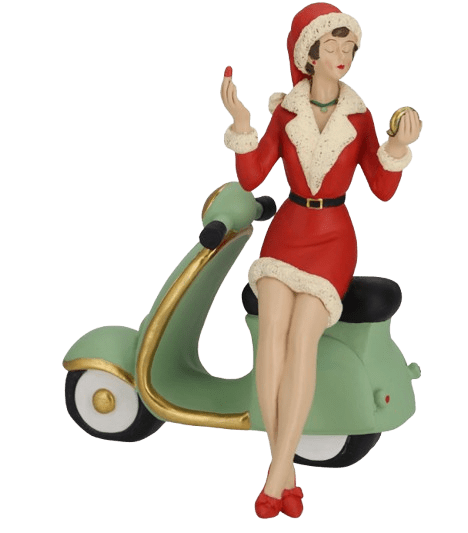 Weihnachtsfrau Weihnachstfrau auf Roller Dekofigur