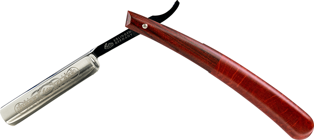 Rasiermesser mit Wurzelholzgriff ohne Hintergrund