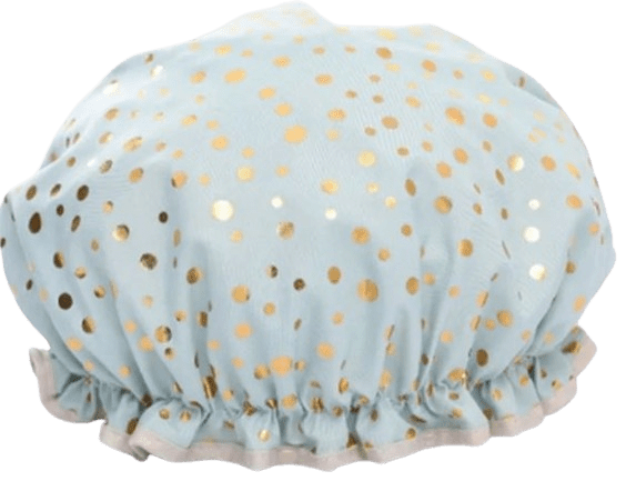 Showercap mint Gold-Dots Showercap scharz mit goldenen Schmetterlingen