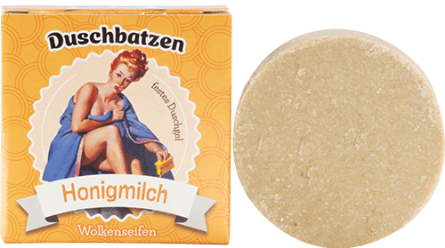 Duschbatzen Honigmilch - seifenfreie Pflege ohne Hintergrund
