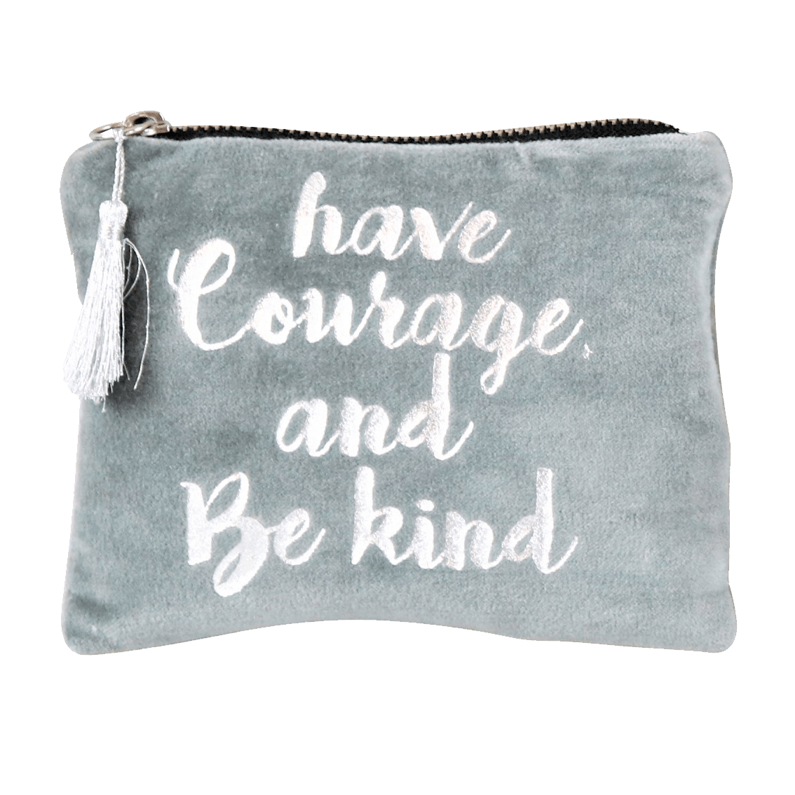 Samt-Kosmetiktasche Courage mittelgrau Samt-Kosmetiktasche Courage mittelgrau ohne Hintergrund