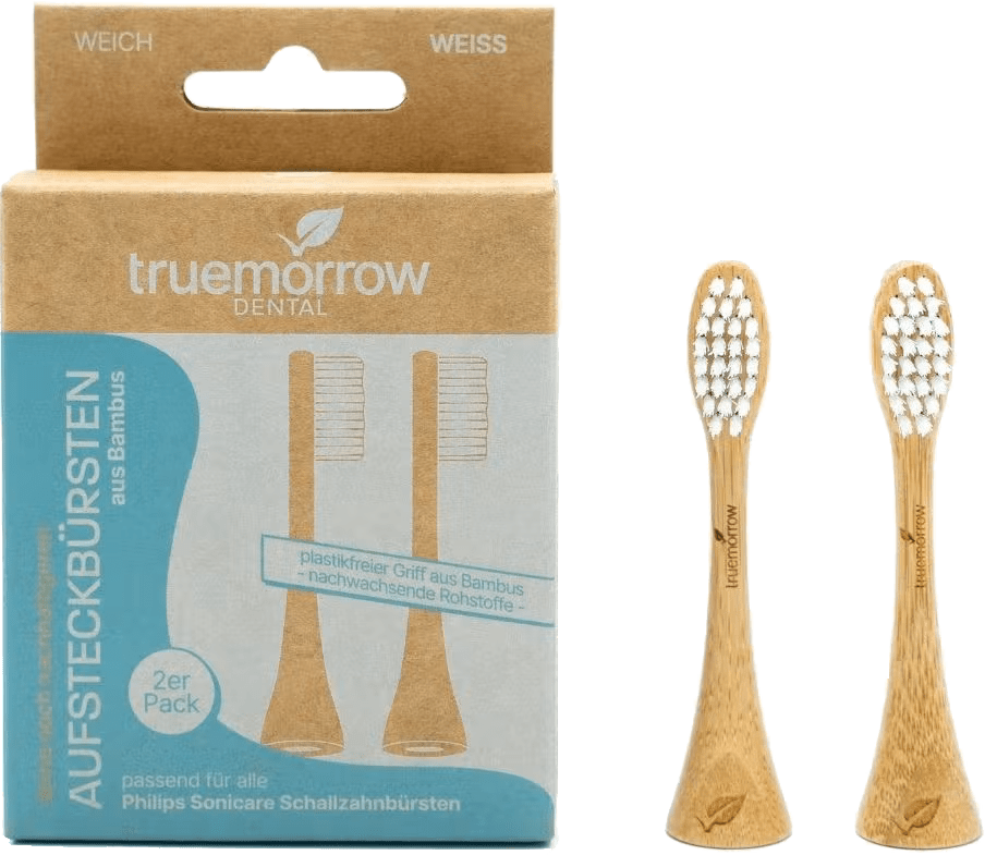 Bambus-Aufsteckzahnbürsten Weiß WEICH truemorrow Bambus Aufsteckzahnbürsten