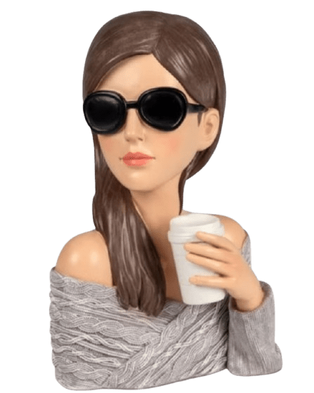 Lady mit Kaffeebecher Dekofigur mit Kaffeebecher