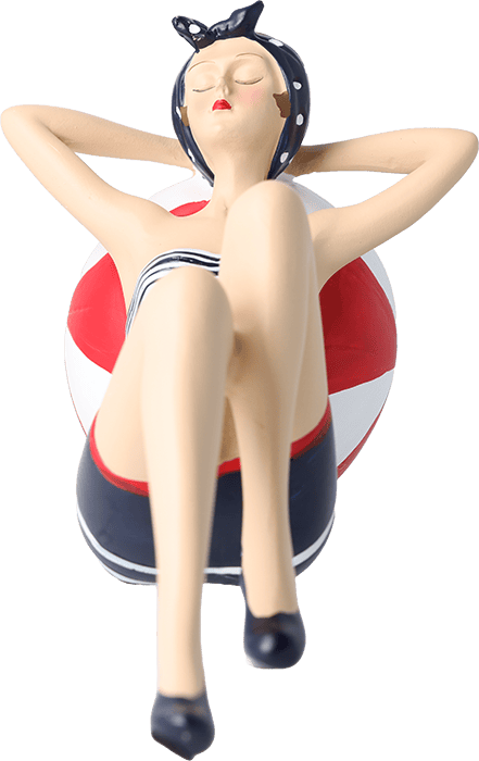 Pinup Schwimmerin liegend auf Ball Pinup Schwimmerin liegend auf Ball