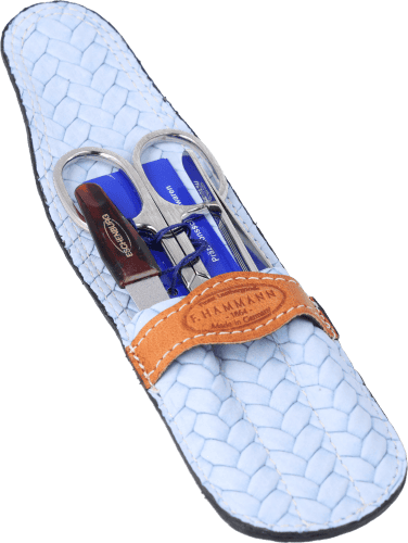 Maniküre-Etui Leder hellblau-braun Maniküre-Etui Leder hellblau-braun