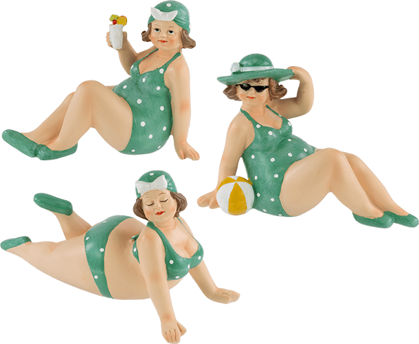 Molliges Dekofigur-Set grün groß Badefigur Strandfigur