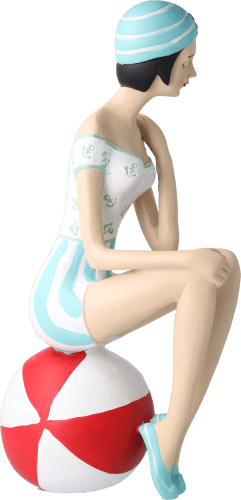 Pinup Schwimmerin sitzend auf Ball