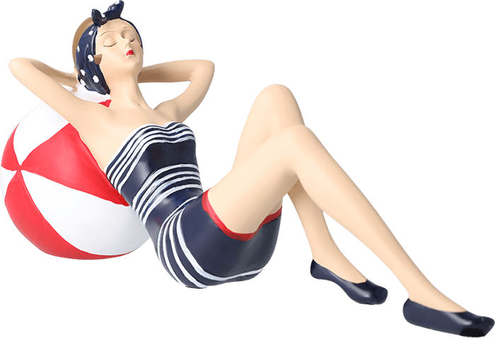 Pinup Schwimmerin liegend auf Ball Pinup Schwimmerin liegend auf Ball