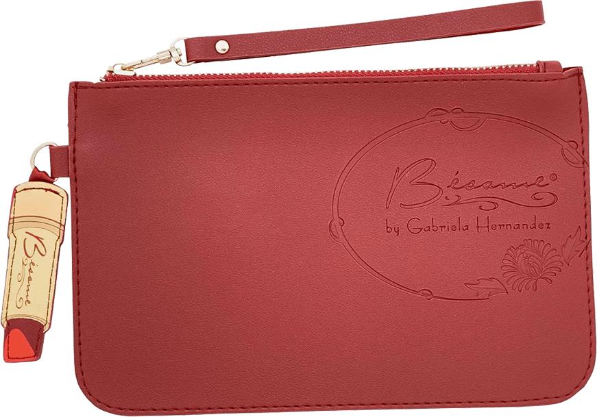 Bésame Kosmetiktasche Satin-Schlafmaske Rosa schwarze Spitze
