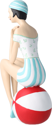 Pinup Schwimmerin sitzend auf Ball