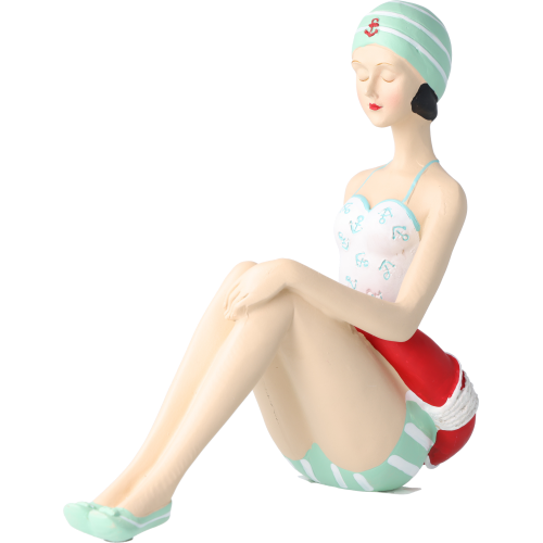 Pinup Schwimmerin sitzend mit Ring Pinup Schwimmerin sitzend mit Ring