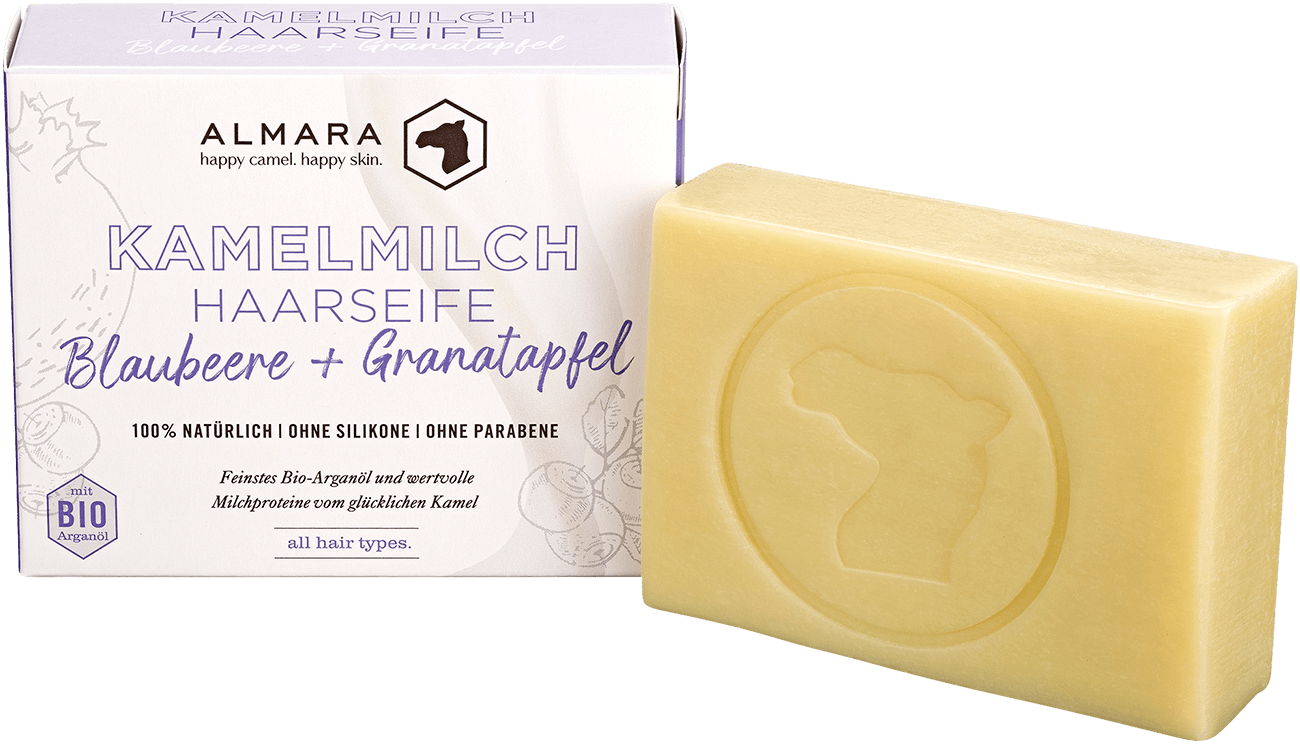 Kamelmilch-Haarseife Blaubeere + Granatapfel Kamelmilch-Haarseife Blaubeere + Granatapfel ohne Hintergrund
