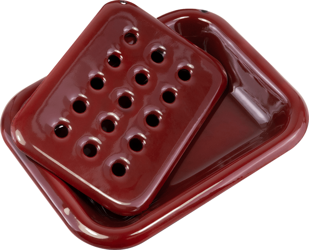 Seifenablage Emaille stehend Rubinrot Handmade Beauty Nagellack Fern