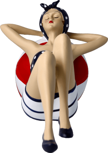 Pinup liegend auf Ball blau Pinup liegend auf Ball blau