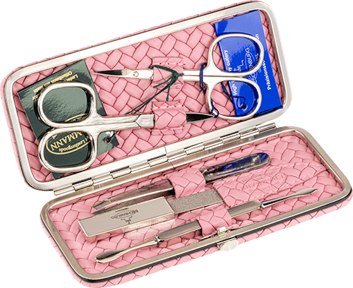 Maniküre-Etui Flechtleder Rose