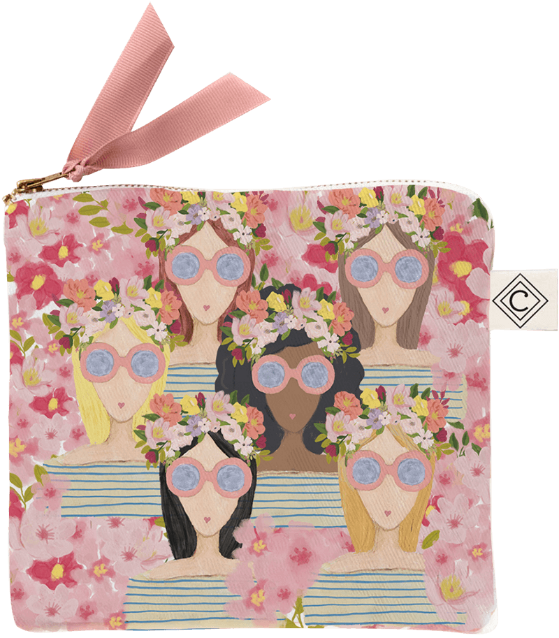 Kosmetiktasche Girls with Flowers von Nelly Castro ohne Hintergrund