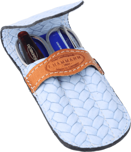 Maniküre-Etui Leder hellblau-braun Maniküre-Etui Leder hellblau-braun