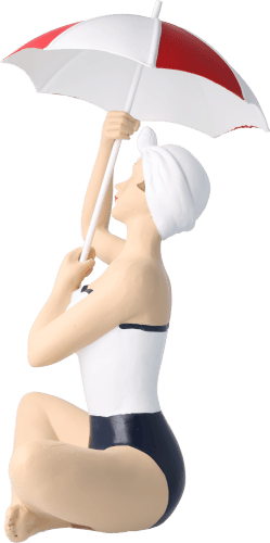 Pinup Schwimmerin mit Schirm