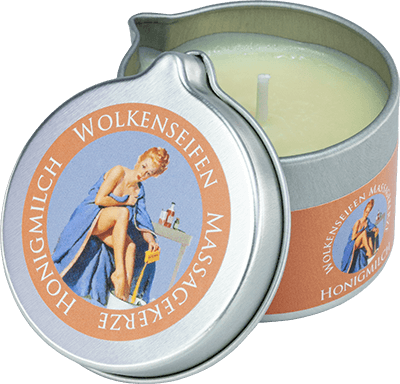 Körperöl- und Pflegekerze Honigmilch Wolkenseifen Körperöl- und Pflegekerze Honigmilch ohne Hintergrund