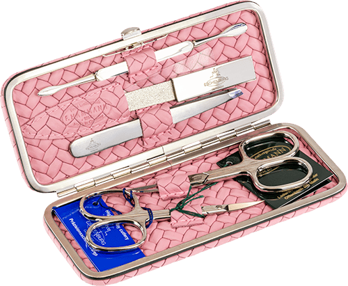 Maniküre-Etui Flechtleder Rose