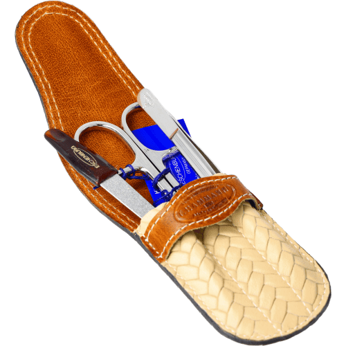 Maniküre-Etui Leder beige-braun Maniküre-Etui Leder beige-braun