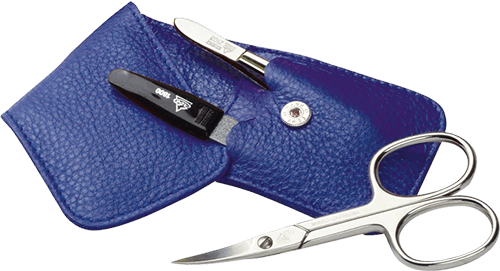 Nagel-Lederetui Siena 3teilig blau ohne Hintergrund