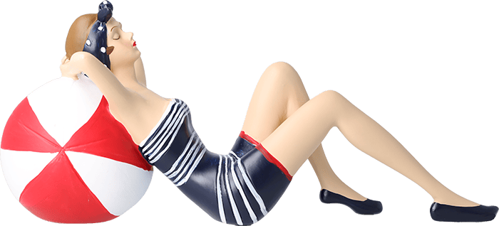 Pinup Schwimmerin liegend auf Ball Pinup Schwimmerin liegend auf Ball
