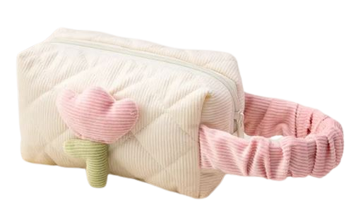 Kosmetiktasche Tulpe creme Kosmetiktasche aus Cord mit Tulpenapplikation