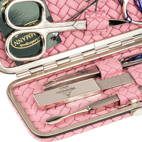 Maniküre-Etui Flechtleder Rose