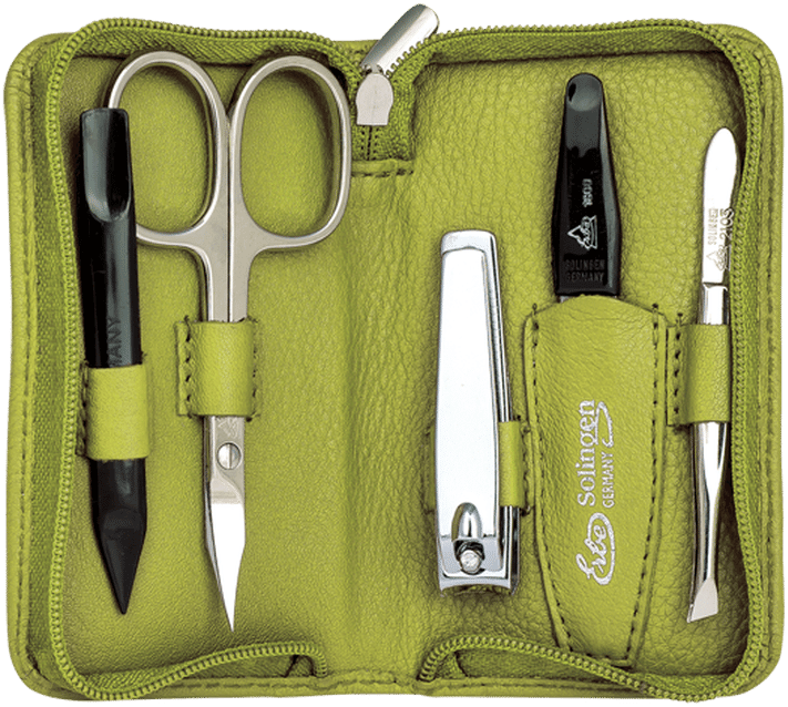 Nagel-Lederetui Siena 5teilig grün Nagel-Lederetui Siena 5teilig grün ohne Hintergrund