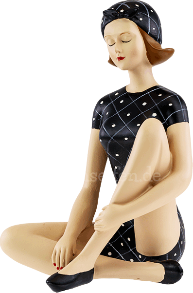 Pinup sitzend blau-kariert