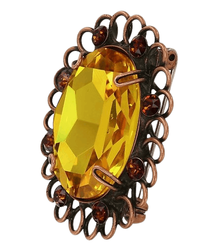Gem Rocks Brosche Gelb Gem Rocks Brosche Gelb