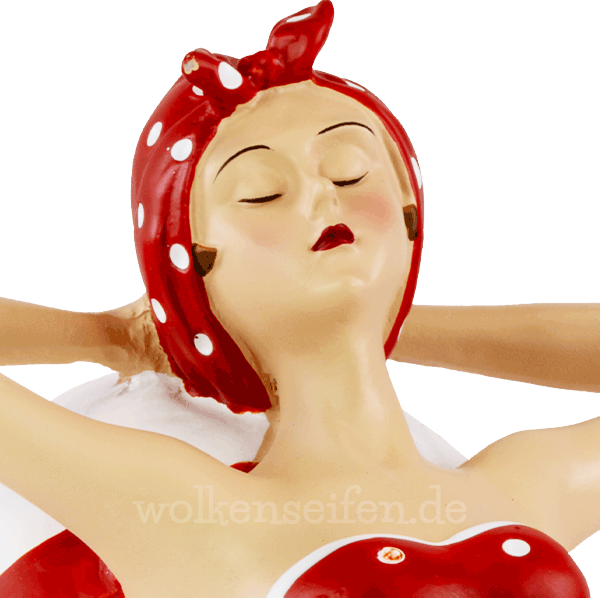 Pinup liegend auf Ball rot Pinup liegend auf Ball rot