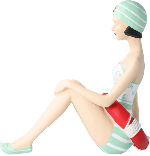 Pinup Schwimmerin sitzend mit Ring Pinup Schwimmerin sitzend mit Ring