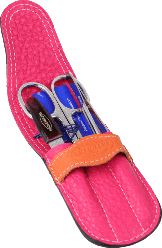 Maniküre-Etui Leder pink-orange Maniküre-Etui Leder pink-orange