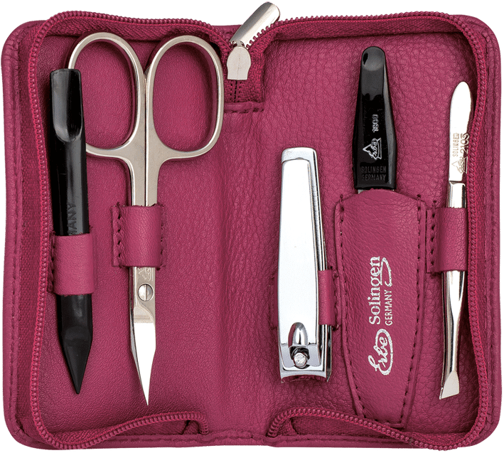 Nagel-Lederetui Siena 5teilig pink Nagel-Lederetui Siena 5teilig pink ohne Hintergrund