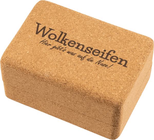Wolkenseifen Seifendosee aus Kork eckig ohne Hintergrund