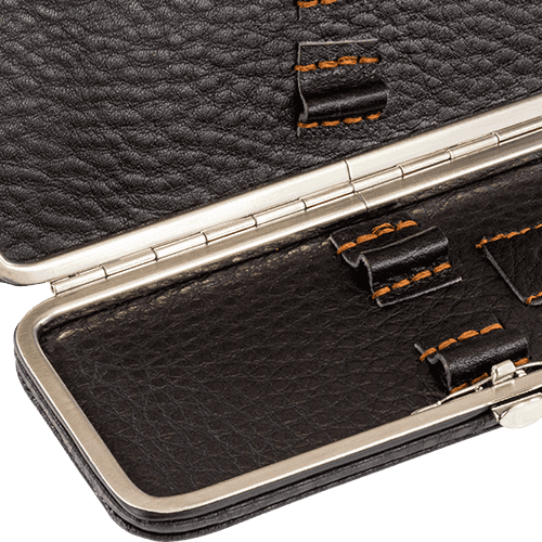 Maniküre-Etui Leder Dunkelbraun leer (groß)