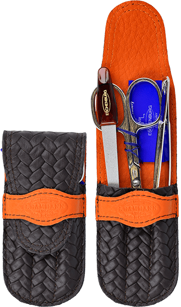 Maniküre-Etui Leder braun-orange F. Hammann Maniküre Etui Mini braun-orange