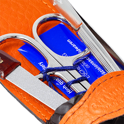 Maniküre-Etui Leder braun-orange Maniküre-Etui Leder braun-orange