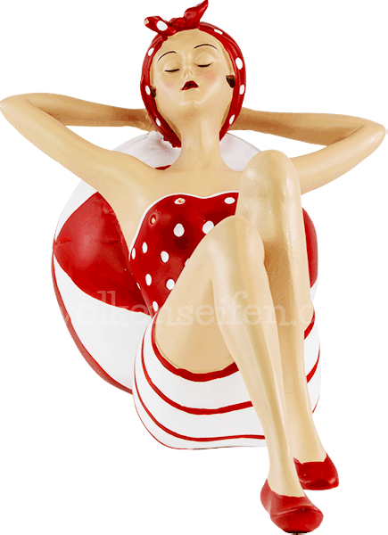 Pinup liegend auf Ball rot Pinup liegend auf Ball rot