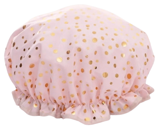 Showercap rosa Gold-Dots Showercap scharz mit goldenen Schmetterlingen