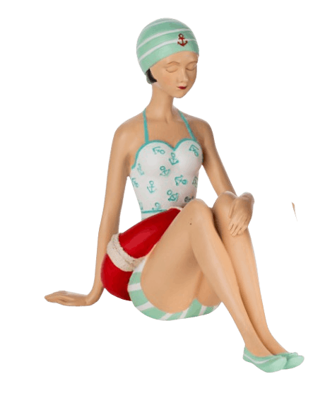Pinup Schwimmerin sitzend mit Ring Pinup Schwimmerin sitzend mit Ring