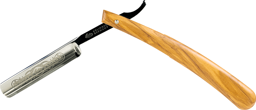 Rasiermesser mit Olivenholzgriff ohne Hintergrund