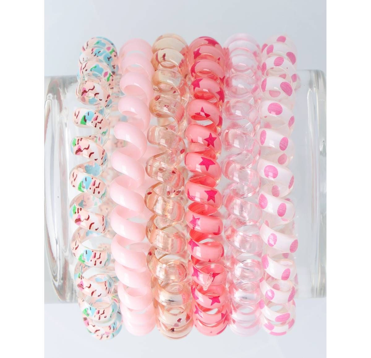 Spiral-Haargummis Pink-Mix