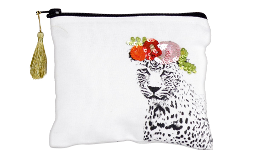 Kosmetiktasche mit Pailletten-Tieren Tiger Kosmetiktasche mit Pailletten-Tieren Tiger ohne Hintergrund